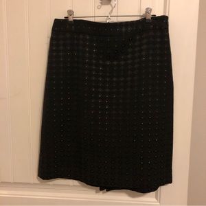 Ann Taylor Black/Gold Jacquard Pencil Skirt